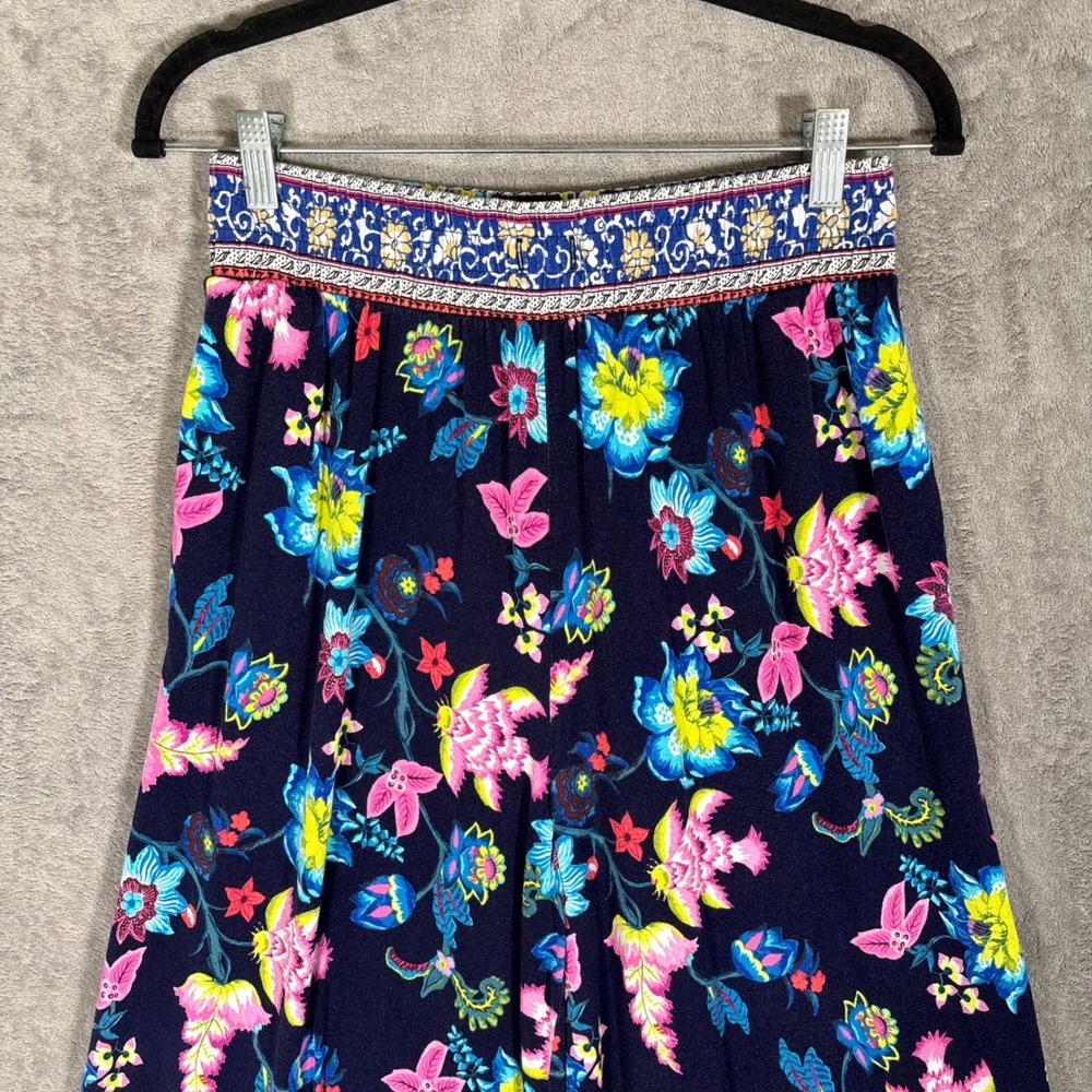 Anthropologie Zadie Sleep Pants Floral Wide Leg Navy Pink High Rise Stretch S - Picture 5 of 16